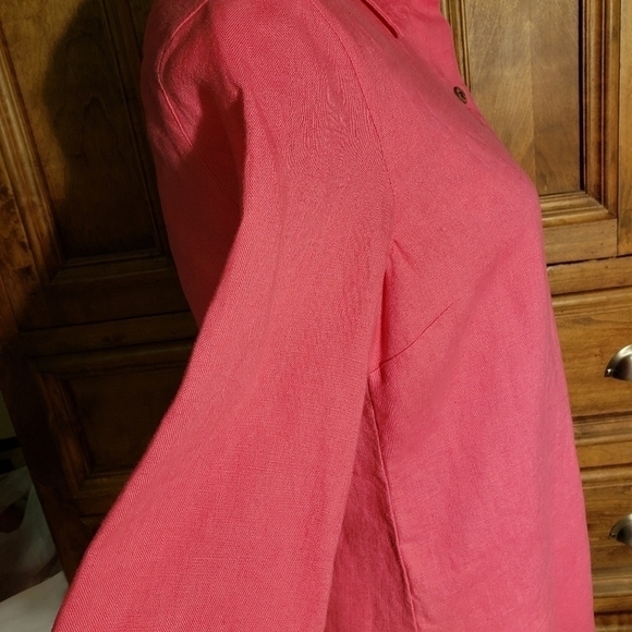 Chico's Womens 100% Linen Button Up Top Collar 3/4 Sleeves Sz 0 (Small 4) - Picture 6 of 10